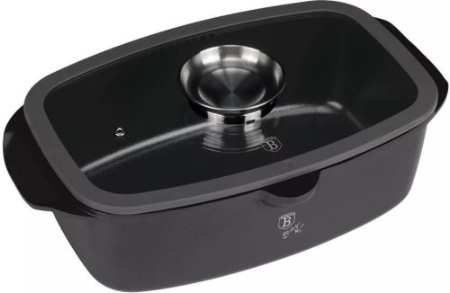 Berlinger Haus Antracit Collection pecsenyesütő, üveg fedővel, 32 x 21 x 10.6 cm, 6l, aroma gomb