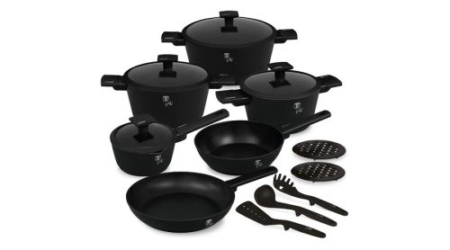 Berlinger Haus Matte Black Collection 15 részes edénykészlet titán bevonattal