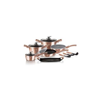   Berlinger Haus Metallic Rosegold Line 14+2 részes edénykészlet márvány bevonattal