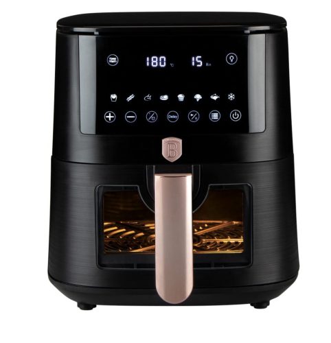 Berlinger Haus Black Rose Collection Air Fryer digitális forró levegős sütő átlátszó ablakkal, 8L