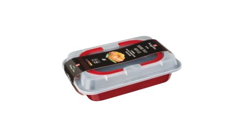 Berlinger Haus Metallic Burgundy Line szögletes tortaforma tapadásmentes bevonattal, fedővel