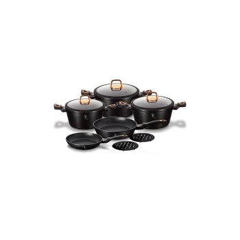   Berlinger Haus Black Rose 10 részes edénykészlet márvány bevonattal