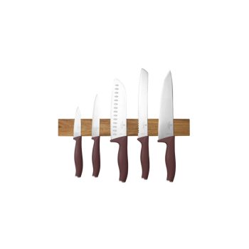   Berlinger Haus Leonardo Collection 6 részes rozsdamentes acél késkészlet akácfa mágneses fali tartóv
