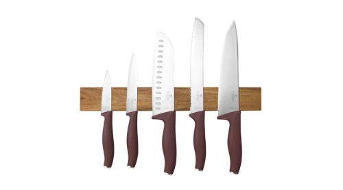 Berlinger Haus Leonardo Collection 6 részes rozsdamentes acél késkészlet akácfa mágneses fali tartóv