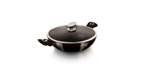 Berlinger Haus Metallic Line Shine Black Edition wok fedővel, márvány bevonattal, 30 cm