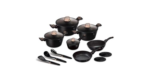 Berlinger Haus Black Rose Collection 15 részes edénykészlet márvány bevonattal