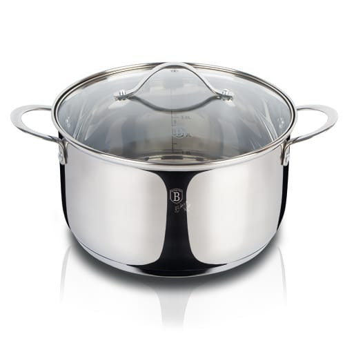 Berlinger Haus Silver Jewellery Collection rozsdamentes acél fazék hőálló üveg fedővel, 24 cm