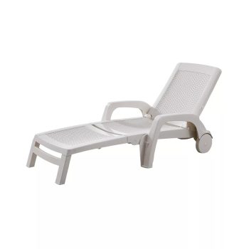 Omaha rattan hatású műanyag kerti napozóágy fehér