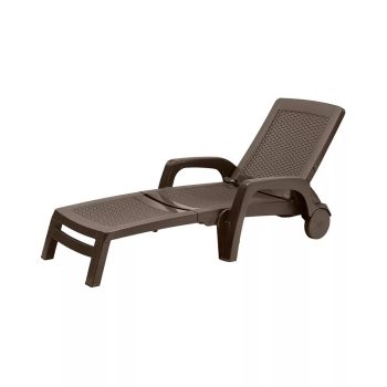 Omaha rattan hatású műanyag kerti napozóágy barna