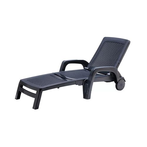 Omaha rattan hatású műanyag kerti napozóágy grafit szürke