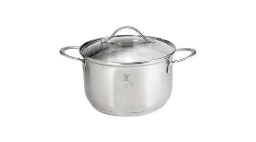 Berlinger Haus Silver Jewellery Collection rozsdamentes acél magas lábas hőálló üveg fedővel, 20 cm