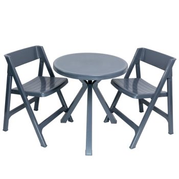 Balkon műanyag kerti bútor szett antracit szürke - Flair