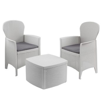 Tree rattan hatású műanyag kerti szett fehér O316