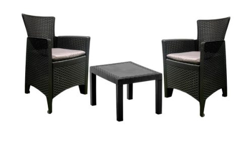 Forest rattan hatású műanyag kerti szett antracit szürke O317