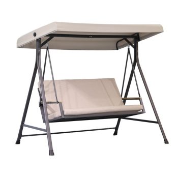 Vasrácsos hintaágy szürke, párnával 193 x 115 x 175 cm