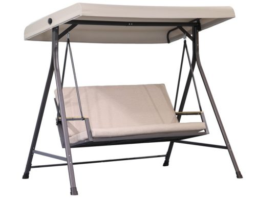 Vasrácsos hintaágy szürke, párnával 193 x 115 x 175 cm