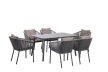 Fémvázas 6 személyes étkező szett szürke színben, párnával
