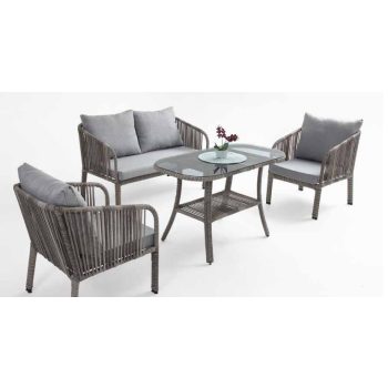   Artemis Ikili 4 személyes kerti bútor szett szürke, párnával