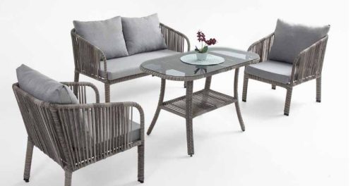 Artemis Ikili 4 személyes kerti bútor szett szürke, párnával