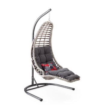 Bodrum lábtartós hintafotel szürke, párnával