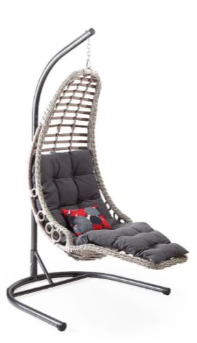 Bodrum lábtartós hintafotel szürke, párnával
