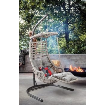 Alacati Plus lábtartós hintafotel szürke,párnával