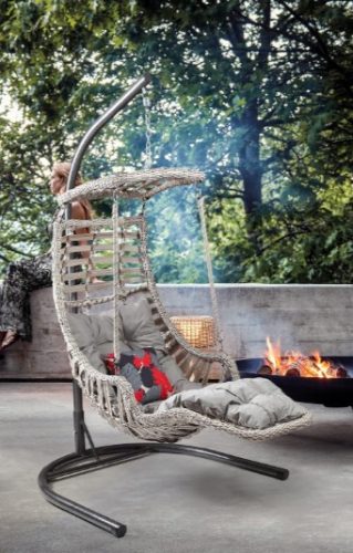 Alacati Plus lábtartós hintafotel szürke,párnával