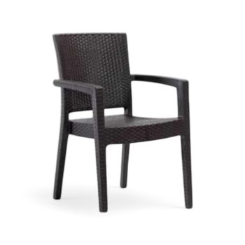 Baraw rattan hatású karfás műanyag kerti szék barna