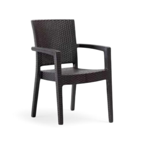 Baraw rattan hatású karfás műanyag kerti szék barna