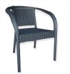 Bamboo rattan hatású karfás műanyag kerti szék antracit szürke