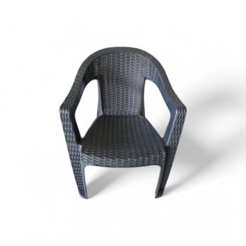   Behram rattan hatású karfás műanyag kerti szék antracit szürke