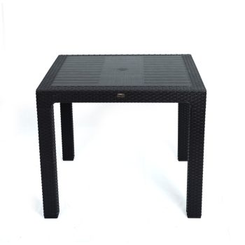 Műanyag rattan hatású kerti asztal antracit szürke
