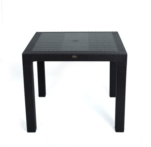 Műanyag rattan hatású kerti asztal antracit szürke