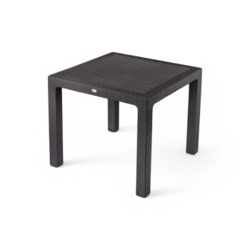 Műanyag rattan hatású kerti asztal barna