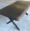 Bamboo műanyag rattan hatású kerti üveglapos asztal antracit szürke