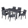 Műanyag rattan hatású kerti asztal antracit szürke 150 x 90 cm