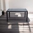 Műanyag rattan hatású kerti asztal antracit szürke 150 x 90 cm