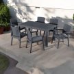 Műanyag rattan hatású kerti asztal antracit szürke 150 x 90 cm