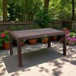 Műanyag rattan hatású kerti asztal barna 150 x 90 cm