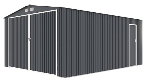 Kültéri fém kerti tároló ház szürke S1004B