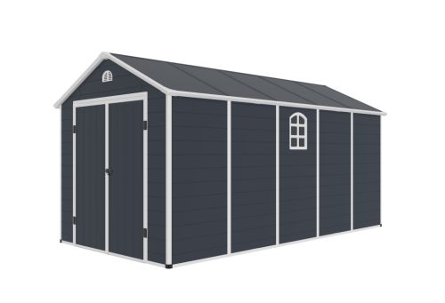 Ave J 8x15 műanyag kültéri kerti ház sötét szürke - fehér