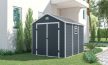 Ave H 8x9 műanyag kültéri kerti ház sötét szürke - fehér