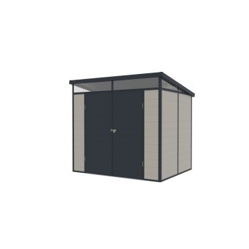 Toya B műanyag kültéri kerti ház szürke - fehér