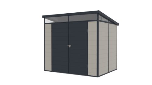 Toya B műanyag kültéri kerti ház szürke - fehér