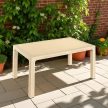 Műanyag rattan hatású kerti asztal cappuccino 150 x 90 cm