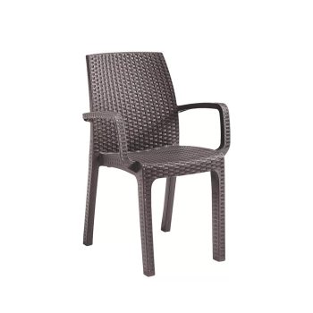   Verdi műanyag rattan hatású kerti karfás szék cappuccino