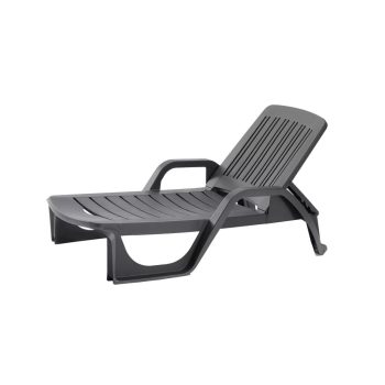 Miami műanyag kerti napozóágy grafit szürke