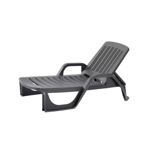 Miami műanyag kerti napozóágy grafit szürke