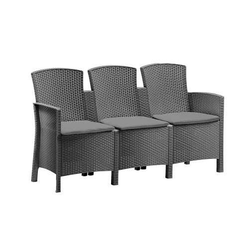 Lima háromszemélyes műanyag kerti kanapé grafit szürke