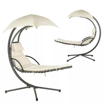 Függőfotel napellenzővel bézs színben